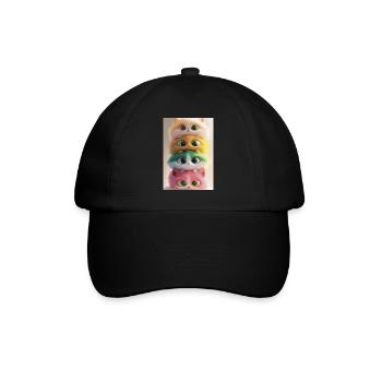 Stacked Rainbow Plush Cats - Baseball Cap - black/black - Front