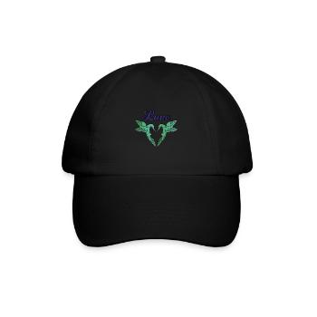 Herz aus Zwei Kolibris - Love - Baseballkappe - Schwarz/Schwarz - Vorne