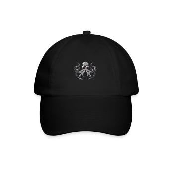 Oktopus Tier - Baseballkappe - Schwarz/Schwarz - Vorne