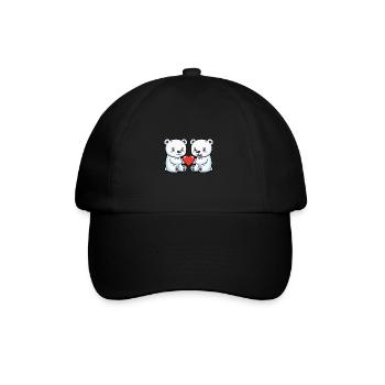 Couple d’ours polaires Saint-Valentin - Casquette classique - noir/noir - Devant