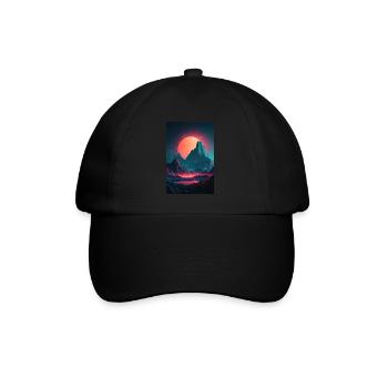 Eine Synthwave Retrowave Sinfonie in den Bergen - Baseballkappe - Schwarz/Schwarz - Vorne
