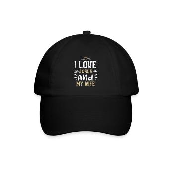 I Love Jesus And My Wife - Jesus - Baseballkappe - Schwarz/Schwarz - Vorne