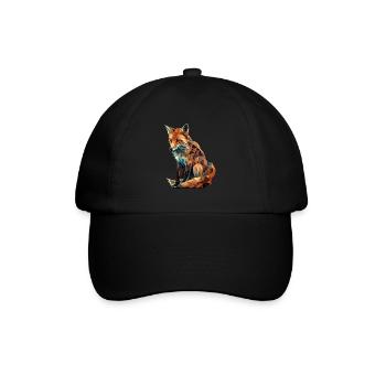 Fuchs in geometrischer Form - Baseballkappe - Schwarz/Schwarz - Vorne