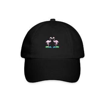 Flamingo low-poly - Casquette classique - noir/noir - Devant