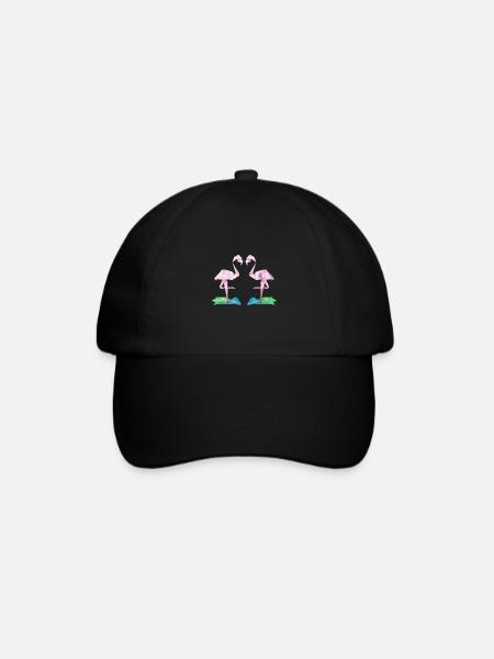Low-Poly Flamingos - Baseball Cap - black/black