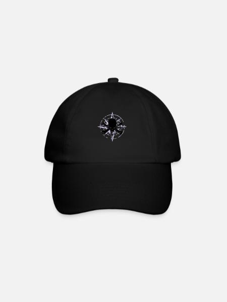 windrose_skull_02_b_2c - Baseball Cap - black/black
