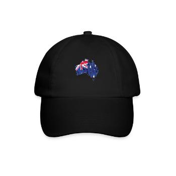 Echte Australien Flagge – Flag Map - Baseballkappe - Schwarz/Schwarz - Vorne