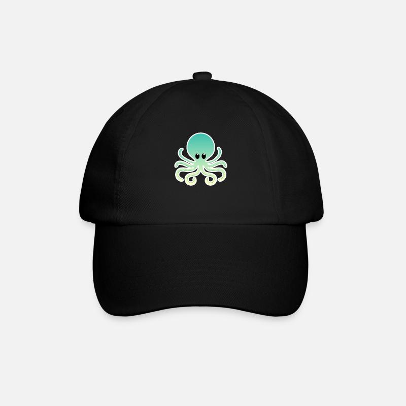 Strand Tag Türkis gelb Ombre umrissen Octopus - Baseballkappe - Schwarz/Schwarz