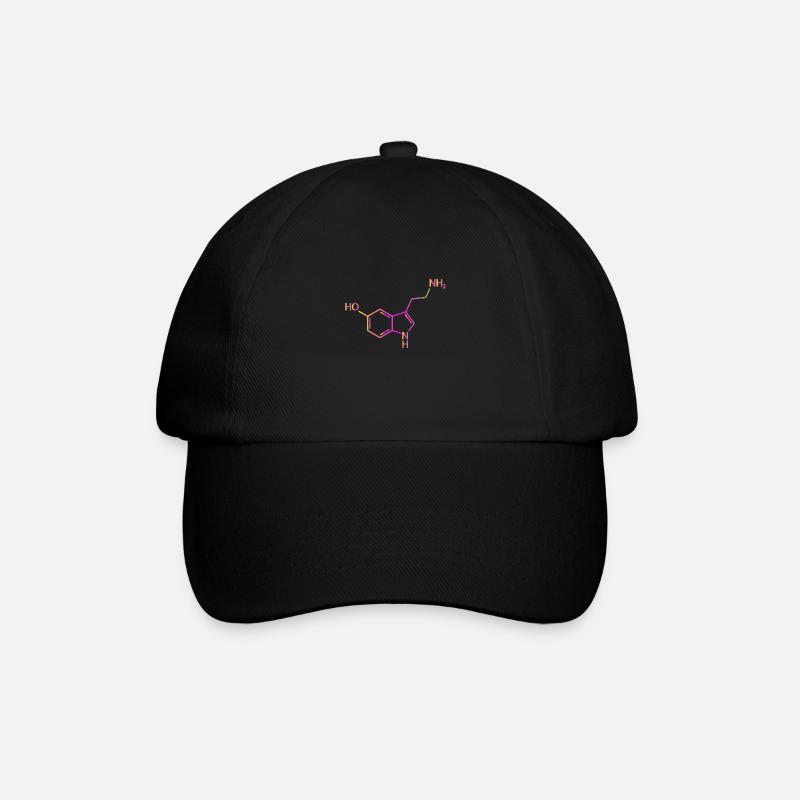 Serotonin Molekül Chemie Glück Geschenkidee - Baseballkappe - Schwarz/Schwarz