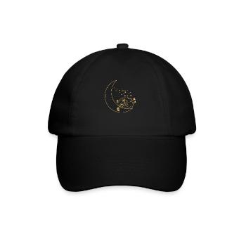 chat dans la lune brillé - Casquette classique - noir/noir - Devant