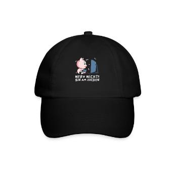 Bin am Zocken Gaming Schwein - Baseballkappe - Schwarz/Schwarz - Vorne