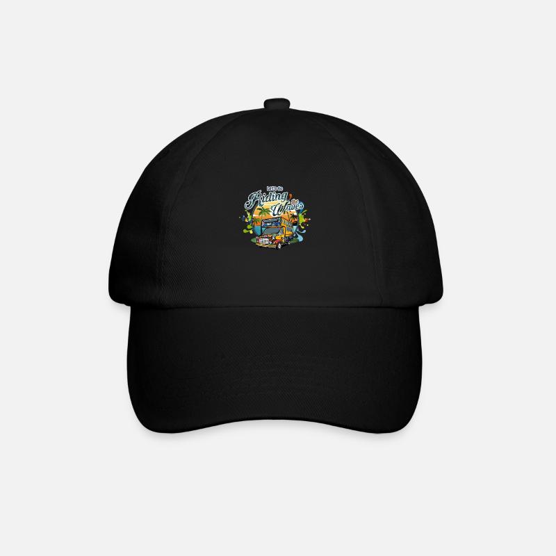 Allons surfer sur les vagues Hippie Camping Design - Casquette classique - noir/noir