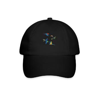 Bunte Papageien - Baseballkappe - Schwarz/Schwarz - Vorne