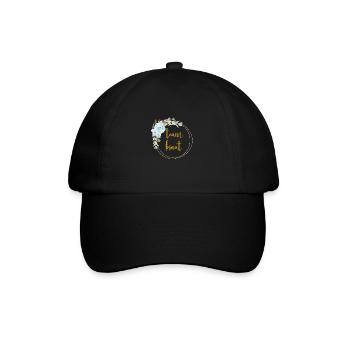 Team Braut! Eukalyptus Blauer Rosen Boho Kranz - Baseballkappe - Schwarz/Schwarz - Vorne