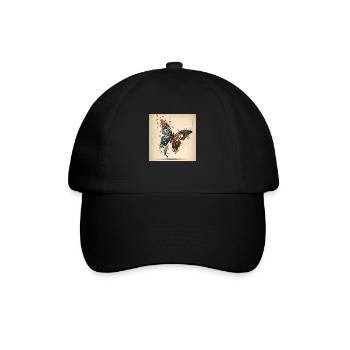 Schmetterling, Notizen - Baseballkappe - Schwarz/Schwarz - Vorne