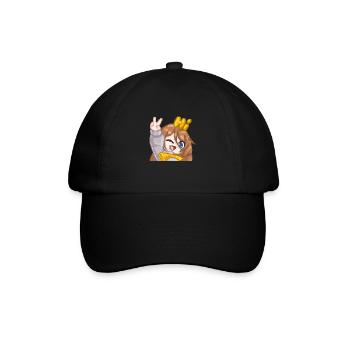 PillowG1rl Emote mit Hi und Peace-Zeichen - Baseballkappe - Schwarz/Schwarz - Vorne