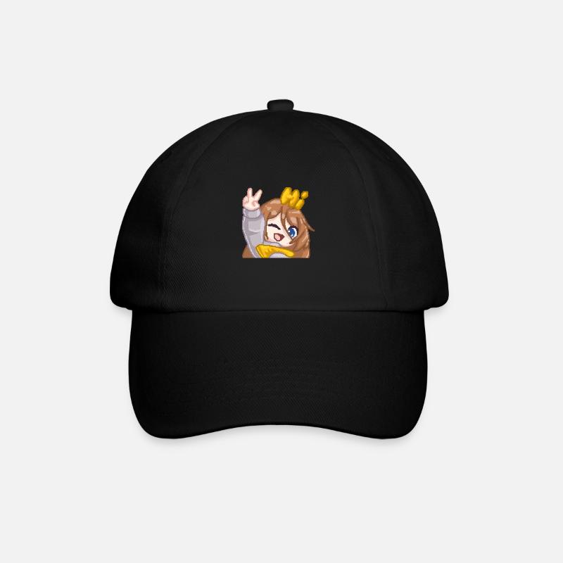 PillowG1rl Emote mit Hi und Peace-Zeichen - Baseballkappe - Schwarz/Schwarz
