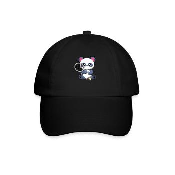 Ours panda jouant au badminton, Hobby Sports - Casquette classique - noir/noir - Devant