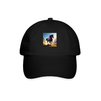 Cheval au galop dans le sable - Casquette classique - noir/noir - Devant
