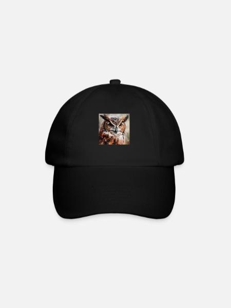 Eule - Baseballkappe - Schwarz/Schwarz