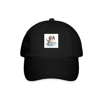 Happy dog playing in a rain puddle - Baseball Cap - black/black - Front
