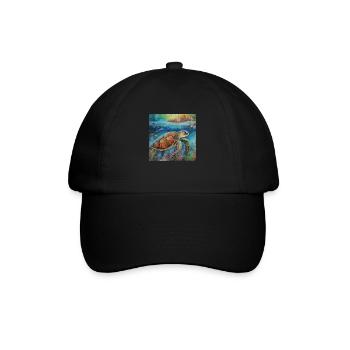 Modern Colourful Turtle Wall Art - Baseball Cap - black/black - Front