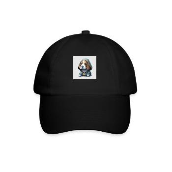 Beagle im Hoodie - Baseballkappe - Schwarz/Schwarz - Vorne