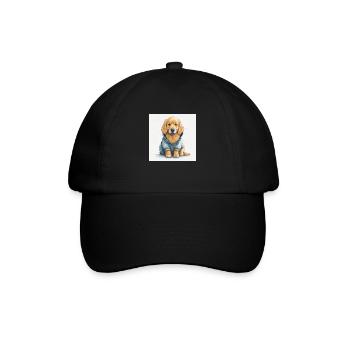 Golden Retriever im Hoodie - Baseballkappe - Schwarz/Schwarz - Vorne