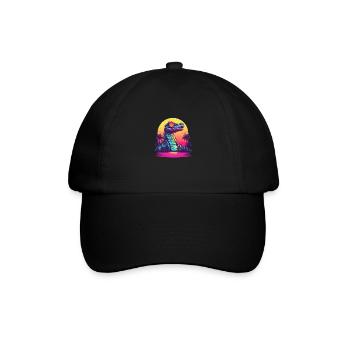 Synthwave crocodile sunset - Baseballkappe - Schwarz/Schwarz - Vorne