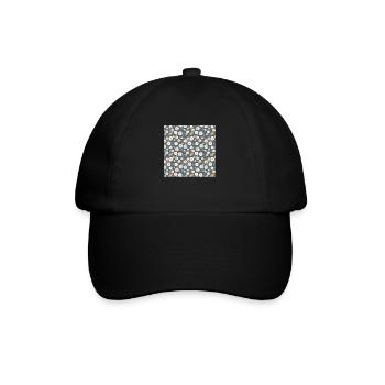 Blumen Nahtloses Muster Blumen Glückliche Blütenkunst - Baseballkappe - Schwarz/Schwarz - Vorne
