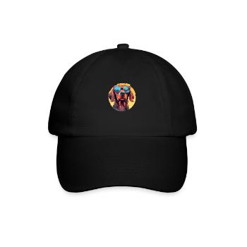 Cooler Hund mit Sonnenbrille für Hundeliebhaber - Baseballkappe - Schwarz/Schwarz - Vorne