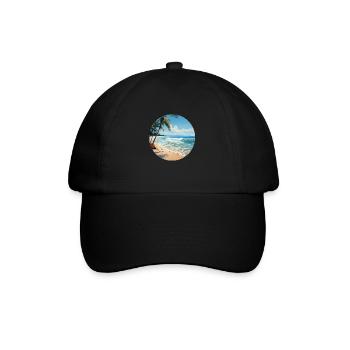 Lustige Strandabenteuer - Dein Sommerurlaubsshirt - Baseballkappe - Schwarz/Schwarz - Vorne