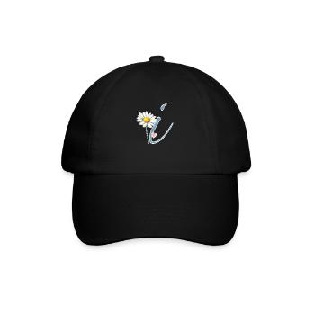 Buchstabe i Gänseblümchen Herz - Baseballkappe - Schwarz/Schwarz - Vorne