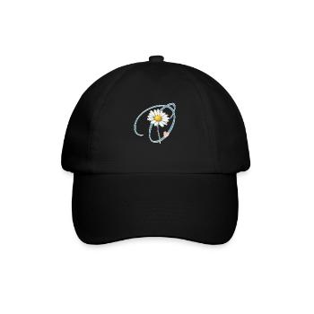 Gänseblümchen Herz Buchstabe O - Baseballkappe - Schwarz/Schwarz - Vorne