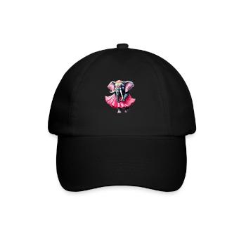Éléphant dansant en jupe rose - Casquette classique - noir/noir - Devant