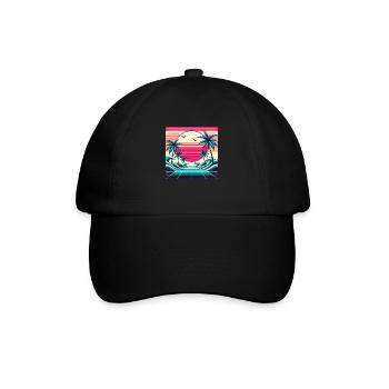 Retro Wave 80s Sunset - Baseball Cap - black/black - Front