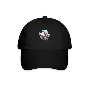 Blaumeise im Winter - Baseballkappe - Schwarz/Schwarz - Vorne