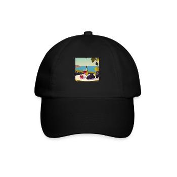 Wein / Rotwein / Weißwein - Baseballkappe - Schwarz/Schwarz - Vorne