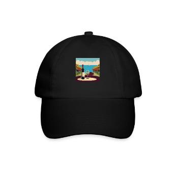 Wein / Rotwein / Weißwein - Baseballkappe - Schwarz/Schwarz - Vorne