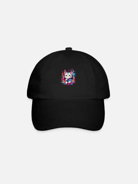 chat coloré - Casquette classique - noir/noir
