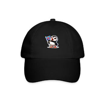 Macareux mignon avec drapeau islandais - Casquette classique - noir/noir - Devant