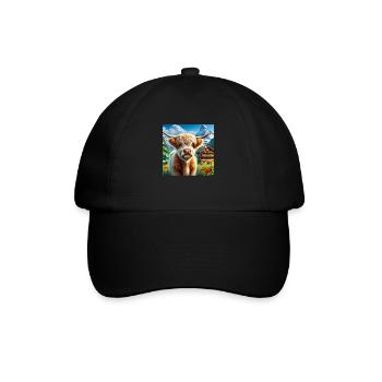 Highland cow with majestic horns - Baseball Cap - black/black - Front