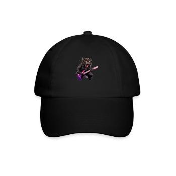 Haustiere, Niedlich, Katze, Tier, Katze, Lustige Musik, Gitarre - Baseballkappe - Schwarz/Schwarz - Vorne
