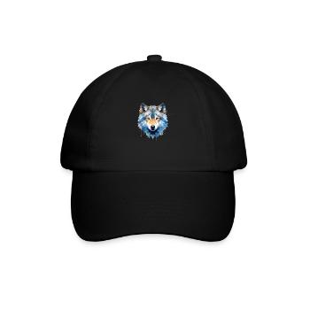 Geometrischer Wolf - Baseballkappe - Schwarz/Schwarz - Vorne