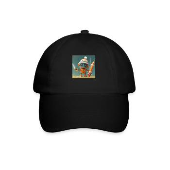 robot is launching New Year's Eve rockets - Baseball Cap - black/black - Front