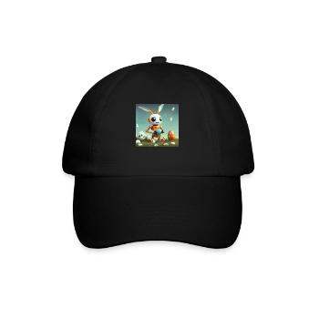 cute little orange vintage robot is Easter Bunny - Baseball Cap - black/black - Front