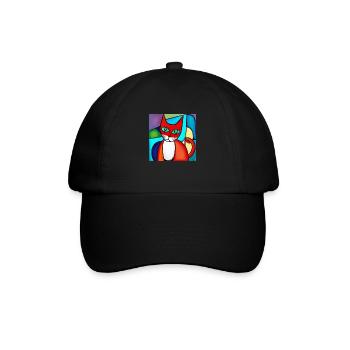 Visage de chat abstrait sur t-shirt - Casquette classique - noir/noir - Devant