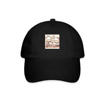 Süße Bärenfamilie - Baseballkappe - Schwarz/Schwarz - Vorne