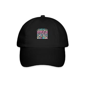 Ich habe eine verrückte Schwiegermutter - Baseballkappe - Schwarz/Schwarz - Vorne
