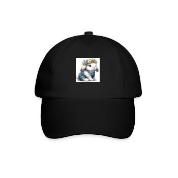 flower bunny 1 - Baseballkappe - Schwarz/Schwarz - Vorne